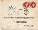 GBV001/ 1890 – Privat –Ganzsache Mit Nachportovermerk Ex London  Nach Mannheim - Covers & Documents