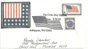 Drapeau Americain. Stars & Stripes.  Ashippun. Wisconsin. USA, Enveloppe Souvenir - Enveloppes