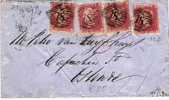 GBV047 / 1859 – Mehrfachfrankatur (multiple Franking) London-Ostende/Belgium - Cartas