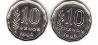 2  Piéces De 10 Pesos De 1964-1968 Argentine - Argentine