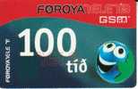 FAROE ISLANDS  100 KR   CARTOON  EARTH  FACE   GSM  MOBILE    SCARCE - Färöer I.