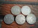 LOT DE 5 PIECES DE 1 FRANCS TYPE BAZOR 1943 - ALUMINIUM - 1 Franc
