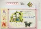 Cartoon Bicycle,China 2006 Thinking Of You New Year Advertising Postal Stationery Card - Cycling