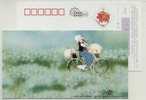 Little Girl Bicycle Cycling,bike,China 2007 Guangdong Post New Year Greeting Postal Stationery Card - Vélo