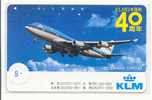 KLM Viegtuig - Airplane -  Avion -Jet - Avions - Aérienne - Flugzeug Op Telefoonkaart (8) RARE!! - Flugzeuge