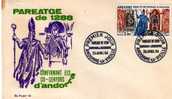 ANDORRE FIRST DAY COVER PREMIER JOUR PAREAGE CONFIRMANT LA CO SEIGNEURIE - FDC