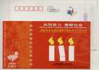 Candle,Fire,Disabled,CN 05 Shanghai Handicapped Persons Federation New Year Advertising Pre-stamped Card - Handicap