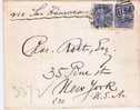 NSW003 / Brief, 1895 – Sydney-NY Via San Francisco Mit 2 Marken Alegorie M. Segelschiff - Covers & Documents
