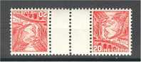 SWITZERLAND, 20 CENTIMES GUTTER PAIR NEVER HINGED ** - Se-Tenant