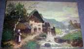 Water Mill,Painting,Art,vintage Postcard - Watermolens