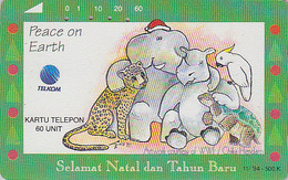 Télécarte Indonésie - Animal - PERROQUET ELEPHANT RHINOCEROS TORTUE PARROT Turtle Rhino Papagei - 12 - Schildpadden