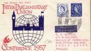 ElI041/ GROSSBRITANNIEN -  FDC,  Interparliamantary Union 1957,  Mit Zusatzmarke Nach Ethiopia - 1952-1971 Pre-Decimal Issues