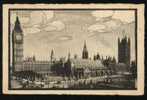 HOUSES OF PARLIAMENT AND WESTMINSTER HALL LONDON + STAMP 1919 - Houses Of Parliament