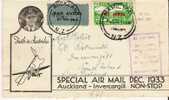 NZ044/ Air-mail Special, 1933, Mit SG 551/Mi. 184, Auckland - Invercargill - Cartas & Documentos