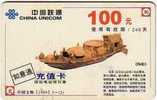 CHINE SUPERBE CARTE BATEAU TRADITIONNEL 100U - Chine