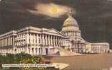 Washington : United States Capitol At Night Belle Carte Couleur Des Années 1920 - Washington DC