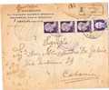 544)raccomandata Con 3x1£ Imperiale Senza Fasci +50c.PM Imperiale Da Ostumi A Catania Il 29-1-1945 - Storia Postale