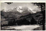 Carte Postale 74.  Sallanches - Megève  Voiture Ancienne Et Panorama Sur Le Mont-Blanc - Sallanches