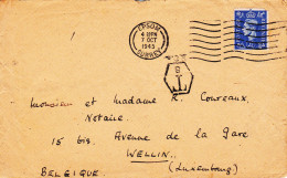 B01-423 Enveloppe Angleterre Avec Taxe De Epsom Surrey Vers Wellin 07-10-1945 - Courrier De Notaire - Covers & Documents