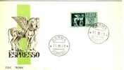 ITALIA FDC "ROMA"  1968  SERIE ESPRESSO "CAVALLI ALATI" 1 VALORE DA 150 £ - Express/pneumatic Mail