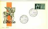 ITALIA FDC "ROMA"  1968  SERIE ESPRESSO "CAVALLI ALATI" 1 VALORE DA 150 £ - Correo Urgente/neumático