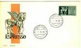 ITALIA FDC "ROMA"  1968  SERIE ESPRESSO "CAVALLI ALATI" 1 VALORE DA 150 £ - Express/pneumatic Mail