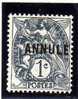 FRANCE: Annulé N° 107a * - 1900-29 Blanc