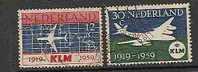 NEDERLAND - NETHERLANADS  1959 VF SED  40th ANNIV "KLM"    - Yvert # 710/711 - Topical Airplanes - Andere (Lucht)