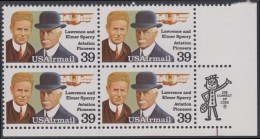 !a! USA Sc# C114 MNH ZIP-BLOCK (LR) - Lawrence & Elmer Sperry - 3b. 1961-... Unused