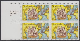 !a! USA Sc# C117 MNH ZIP-BLOCK (UL) - Settling Of New Sweden - 3b. 1961-... Neufs