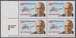 !a! USA Sc# C119 MNH ZIP-BLOCK (LL) - Igor Sikorsky - 3b. 1961-... Neufs