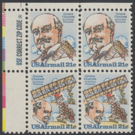 !a! USA Sc# C093-C094 MNH ZIP-BLOCK (UL) Octave Chanute - 3b. 1961-... Neufs