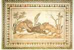 Mosaïque Romaine Du Musée D´El Jem (Tunisie) : 2 Lions Dévorant Leur Proie - Antigüedad