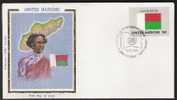 S849.-. 1980 .-. U.N. / O.N.U - SILK COVER-  MADAGASCAR    FLAG- BEAUTIFUL COVER. - Sobres