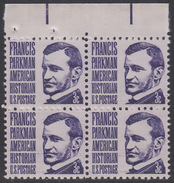 !a! USA Sc# 1281 MNH BLOCK W/ Top Margins - Francis Parkman - Nuovi