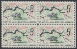 !a! USA Sc# 1318 MNH BLOCK W/ Right Margins - Beautif. Of America - Nuovi