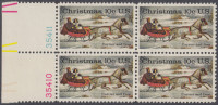 !a! USA Sc# 1551 MNH BLOCK W/ Left Margins & Plate-# (L/35410) - The Road Winter - Ungebraucht