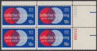 !a! USA Sc# 1558 MNH BLOCK From Upper Right Corner W/ Plate-# 35587 - Collective Bargaining - Ongebruikt