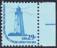 !a! USA Sc# 1605 MNH BLOCK W/ Right Margins - Sandy Hook Lighthouse - Unused Stamps