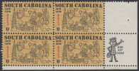 !a! USA Sc# 1407 MNH BLOCK W/ Right Margins & Mail Early - South Carolina - Ungebraucht