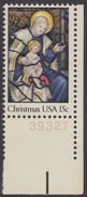 !a! USA Sc# 1842 MNH SINGLE From Lower Right Corner W/ Plate-# 39327 - Madonna & Child - Ungebraucht