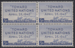 !a! USA Sc# 0928 MNH BLOCK - United Nations - Neufs