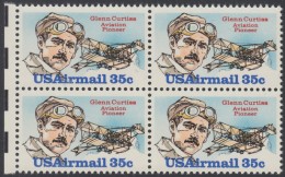 !a! USA Sc# C100 MNH BLOCK W/ Left Margins - Glenn Curtiss - 3b. 1961-... Nuevos