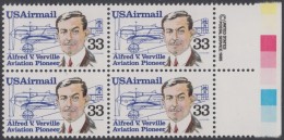 !a! USA Sc# C113 MNH BLOCK W/ Right Margins & Copyright Symbol - Alfred V. Verville - 3b. 1961-... Ungebraucht