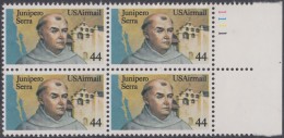 !a! USA Sc# C116 MNH BLOCK W/ Right Margins & Plate-# (UR/1111) - Fr. Junipero Serra - 3b. 1961-... Ungebraucht