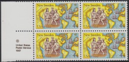 !a! USA Sc# C117 MNH BLOCK W/ Left Margins & Copyright Symbol - Settling Of New Sweden - 3b. 1961-... Neufs