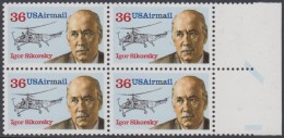 !a! USA Sc# C119 MNH BLOCK W/ Right Margins - Igor Sikorsky - 3b. 1961-... Ungebraucht