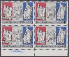 !a! USA Sc# C120 MNH BLOCK W/ Bottom Margins & Copyright Symbol - French Revolution - 3b. 1961-... Neufs