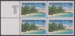 !a! USA Sc# C127 MNH BLOCK W Left Margins & Copyright Symbol - Tropical Coast - 3b. 1961-... Ongebruikt