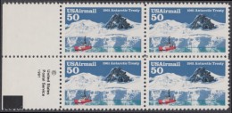 !a! USA Sc# C130 MNH BLOCK W/ Left Margins & Copyright Symbol - Antarctic Treaty - 3b. 1961-... Nuevos